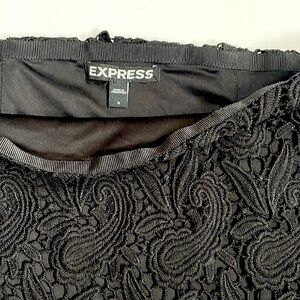 Express Lace Mini Skirt, Black, Size 4